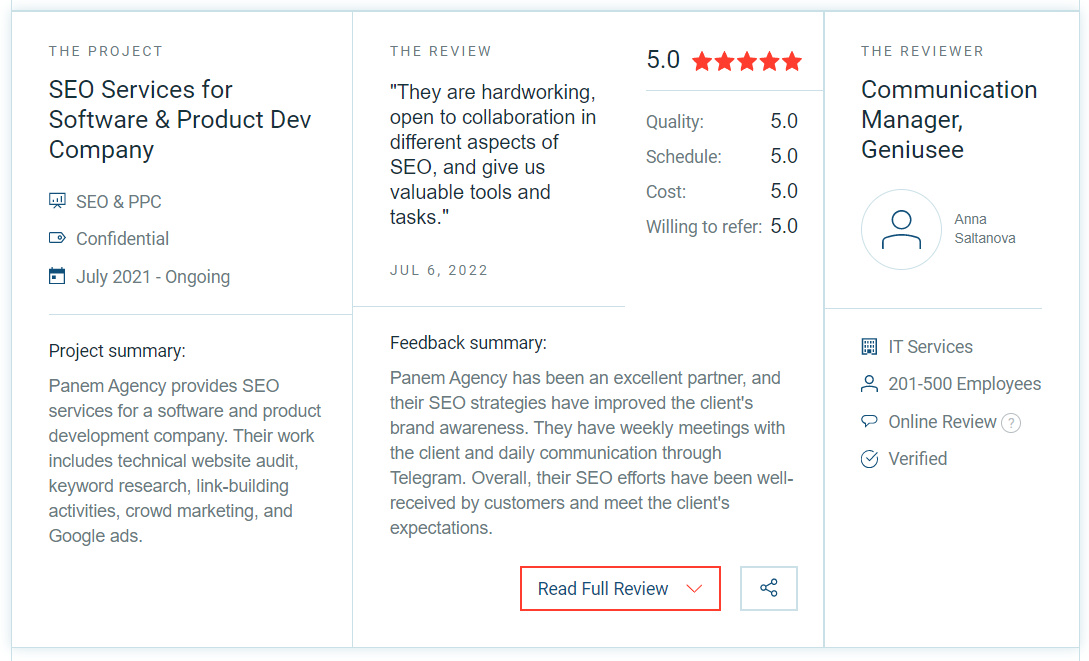 Geniusee: Content Marketing SEO for an IT Company1