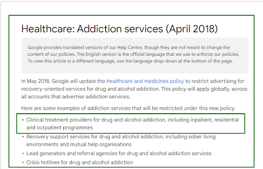 How To Advertise Services Restricted by Google? An Addiction Treatment Clinic Case Study3