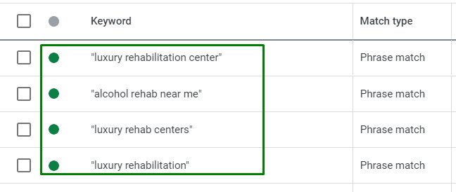 Google ads for an Alcohol Treatment Center5
