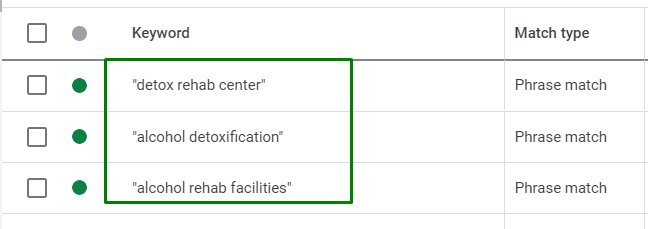 Google ads for an Alcohol Treatment Center6