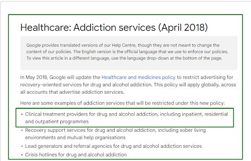 How To Advertise Services Restricted by Google? An Addiction Treatment Clinic Case Study3