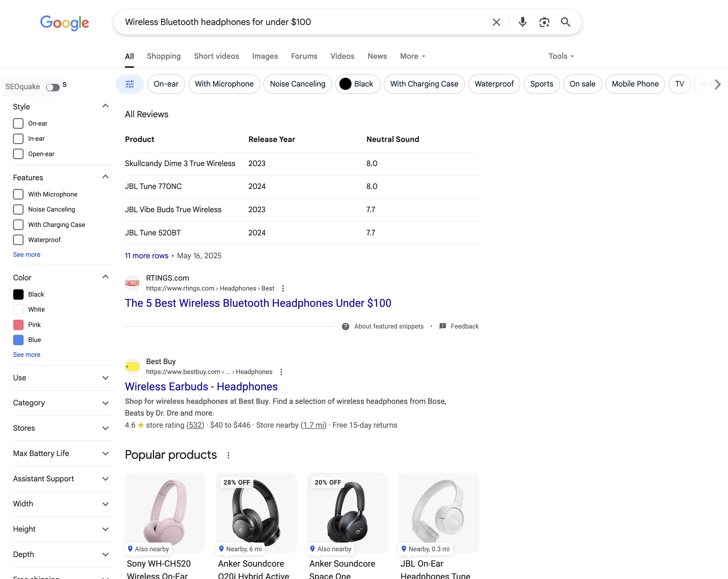 "Wireless Bluetooth headphones for under $100" is a clear purchase intent query